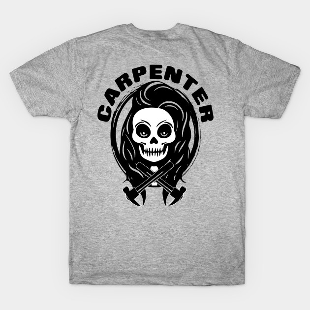 Female Carpenter Skull and Hammer Black Logo by Nuletto